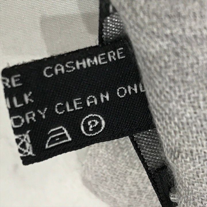 Chanel CC Logo Cashmere Blend Large Shawl Gray Scarf