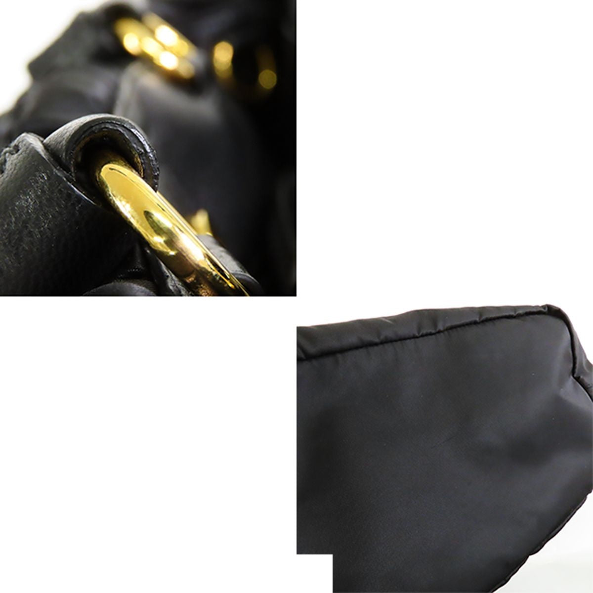 Prada Ribbon Gathered Black Tessuto 2-Way Shoulder Bag — view 6