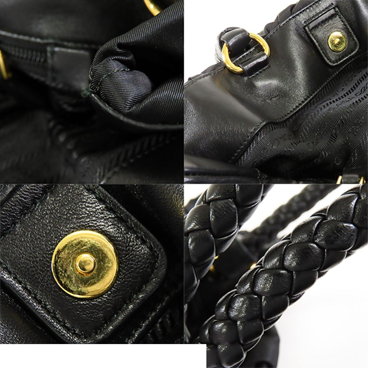Prada Ribbon Gathered Black Tessuto 2-Way Shoulder Bag — view 7