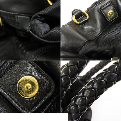 Prada Ribbon Gathered Black Tessuto 2-Way Shoulder Bag — view 7