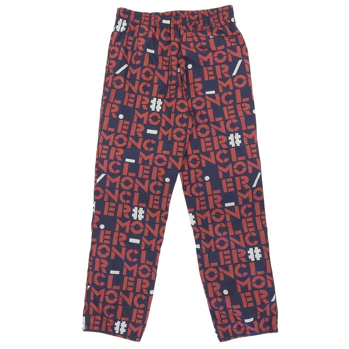 Moncler Genius 2 Pantalone Sportivo All Logo Print Pants with Patch Navy Red — view 2