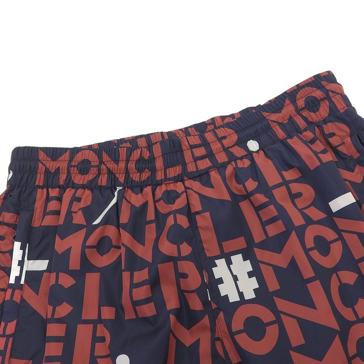 Moncler Genius 2 Pantalone Sportivo All Logo Print Pants with Patch Navy Red — view 3