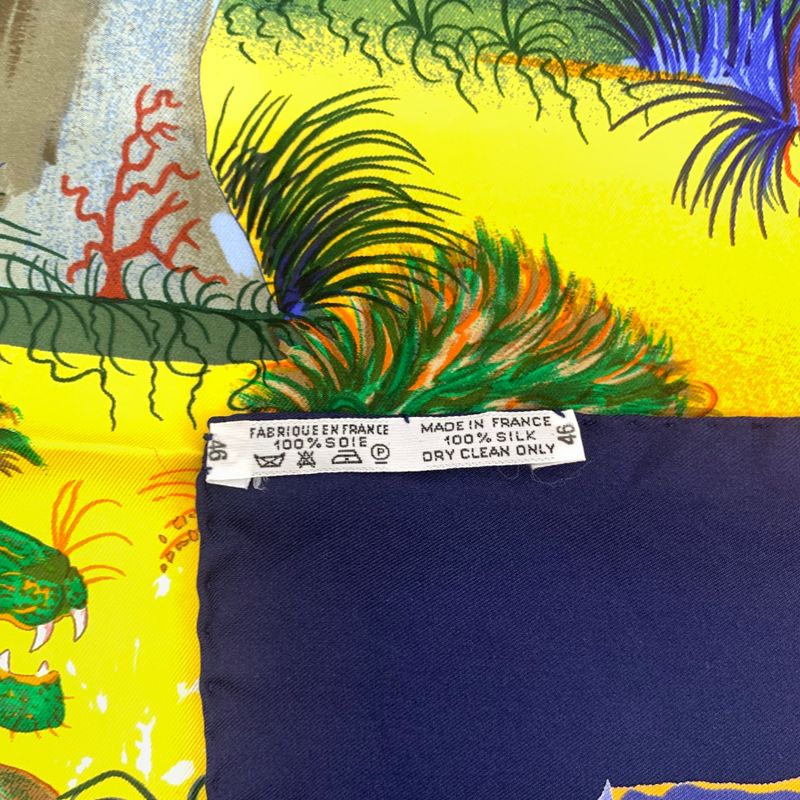 Hermes Carre 90 Nuba Mountain Nuba Mountain Navy Scarf 100% Silk