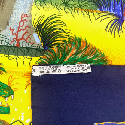 Hermes Carre 90 Nuba Mountain Nuba Mountain Navy Scarf 100% Silk