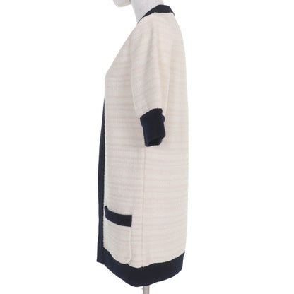 Gucci Wool Cotton Front Open Tweed Collarless Coat Ivory — view 2