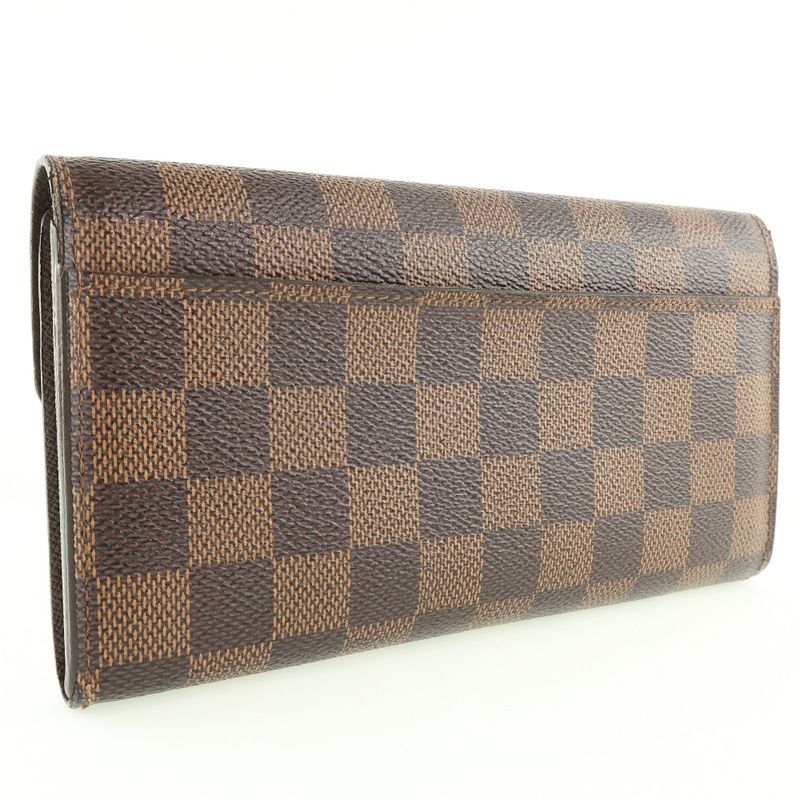 Louis Vuitton Portefeuille Sarah N63209 Damier Canvas Brown Ca0155 Unisex Long