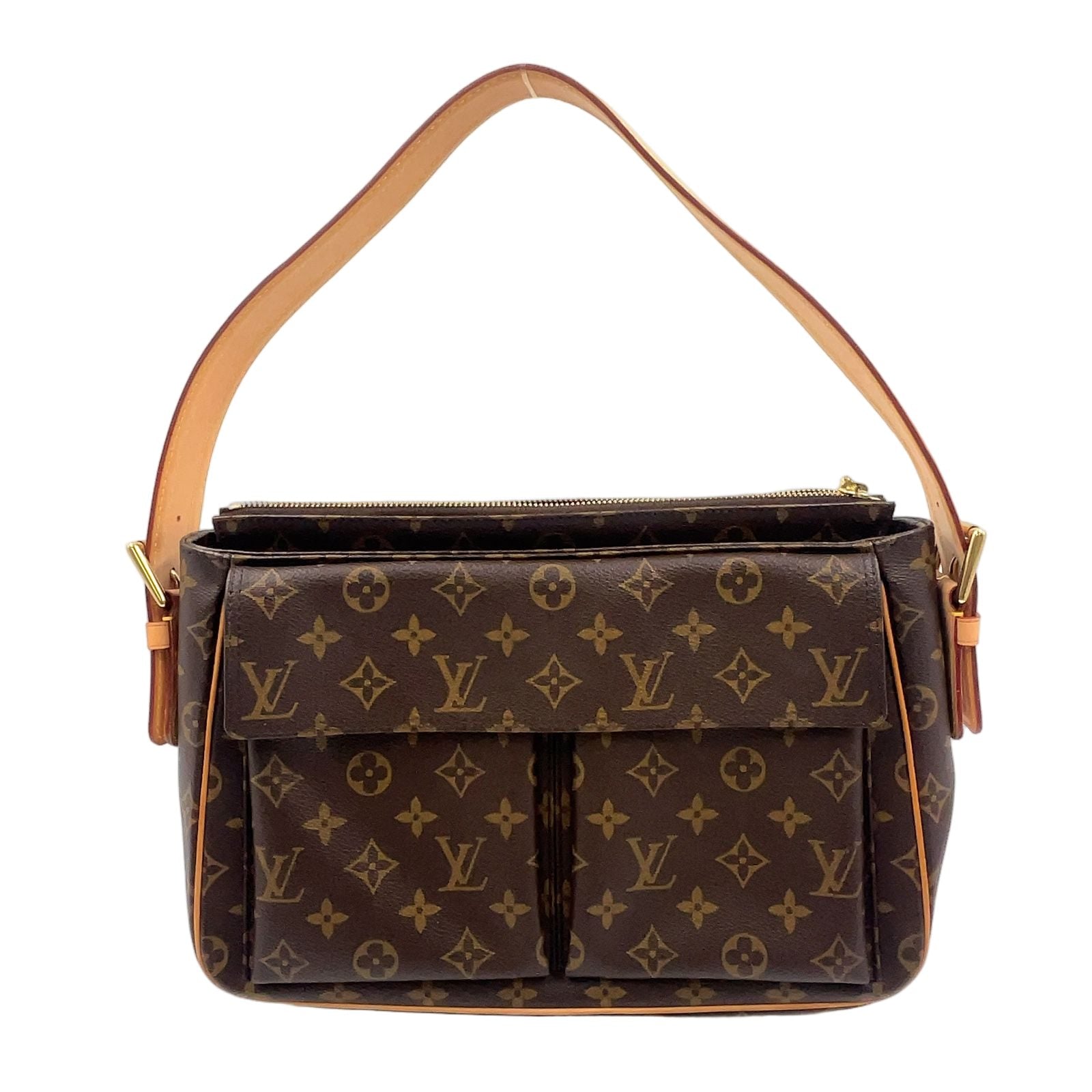 Louis Vuitton Viva Cite GM Monogram Leather Brown Shoulder Bag Gold