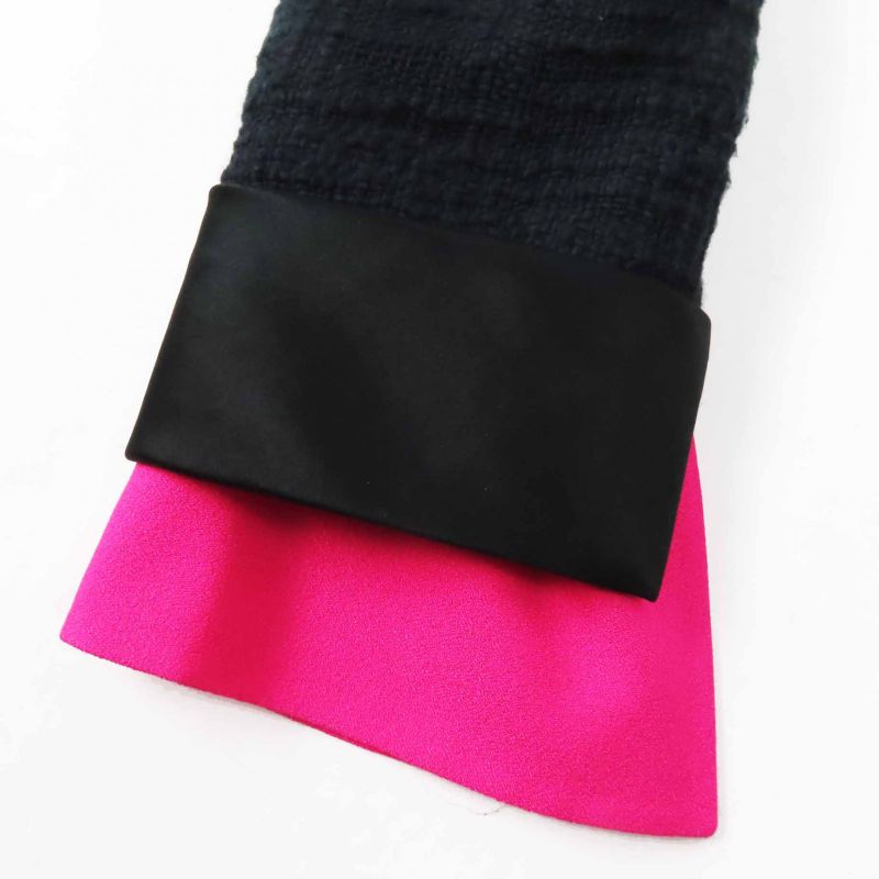 CHANEL 12A P43994 Silk Gripore Button Shawl Collar Single Color Tweed Jacket