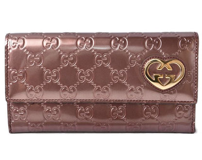 Gucci Wallet Long Wallet GG Pattern Heart-shaped Interlocking G Metallic