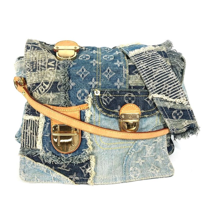 Louis Vuitton Shoulder Bag Patchwork Postie M95374 Monogram Denim Canvas Blue