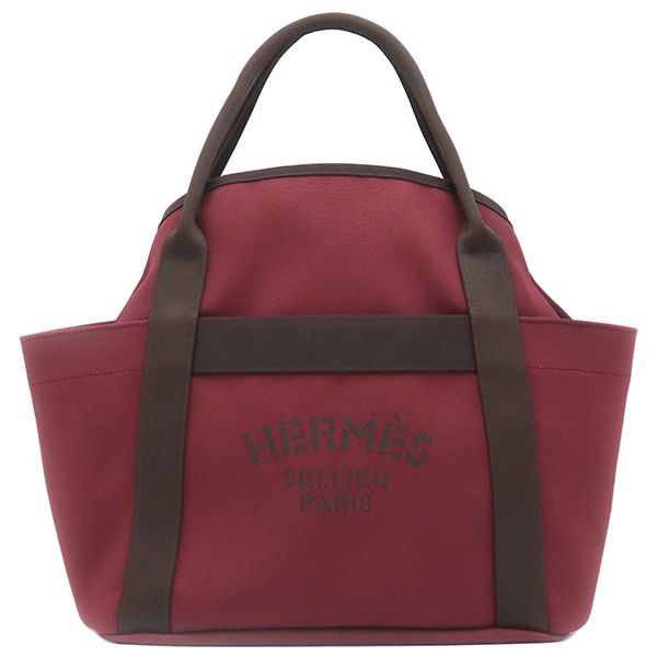 Hermes 2-Way Bag Sac de Pansage Groom Cotton Polyurethane Polyamide Rouge Ash