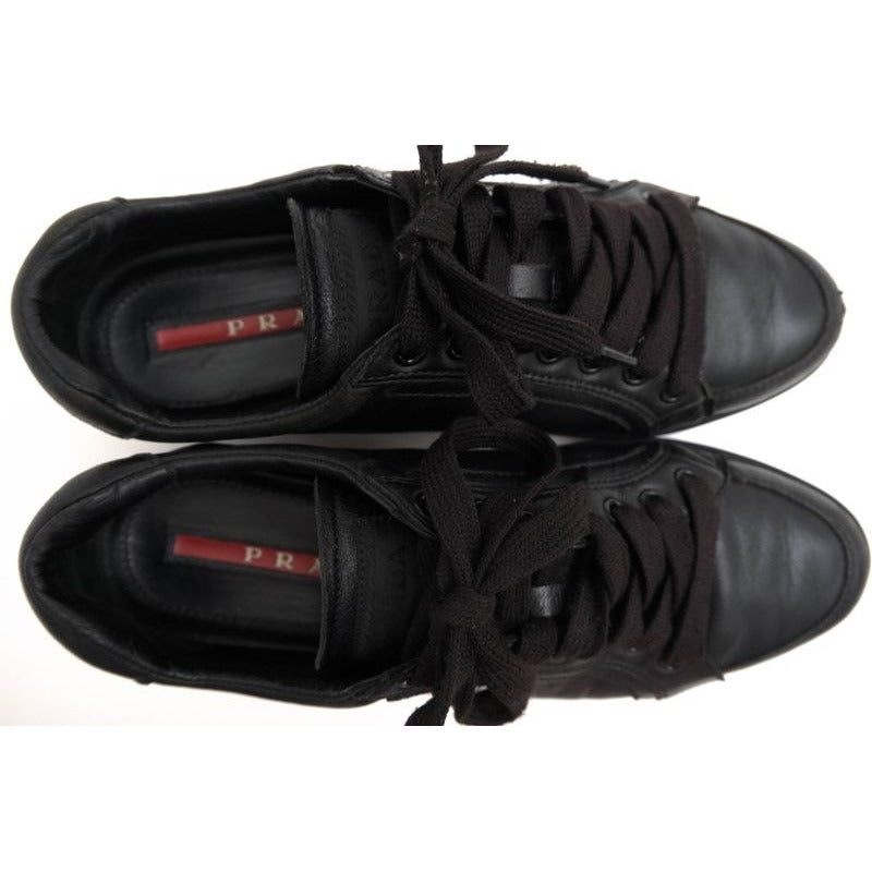 Prada Shoes Sneakers Low Cut Women Leather Black 3 E5620 — view 5