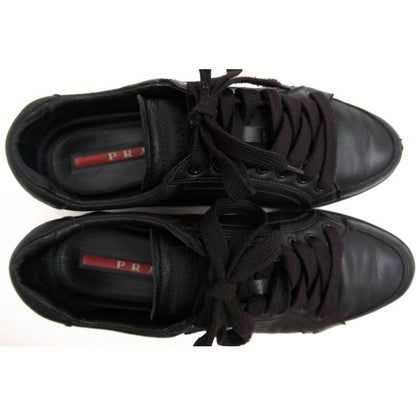 Prada Shoes Sneakers Low Cut Women Leather Black 3 E5620 — view 5