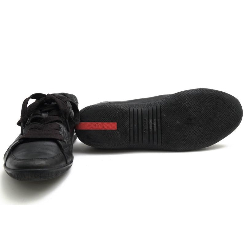 Prada Shoes Sneakers Low Cut Women Leather Black 3 E5620 — view 7