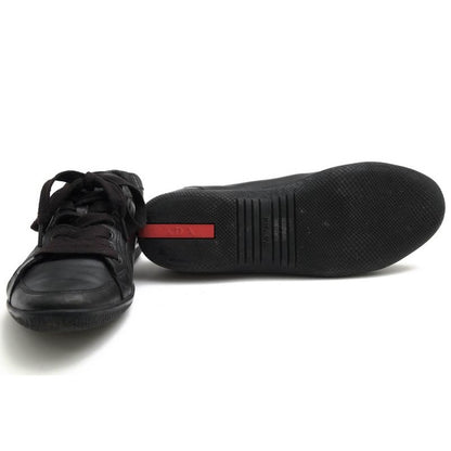 Prada Shoes Sneakers Low Cut Women Leather Black 3 E5620 — view 7