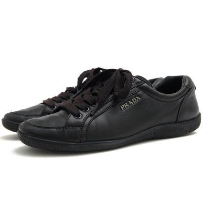 Prada Shoes Sneakers Low Cut Women Leather Black 3 E5620