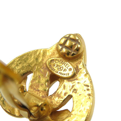 Chanel Coco Mark Vintage Metal Gold Earrings 0208 Chanel