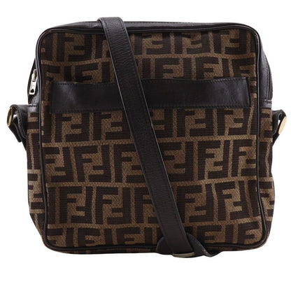 Fendi Zucca Nylon Canvas Brown Women Shoulder Bag