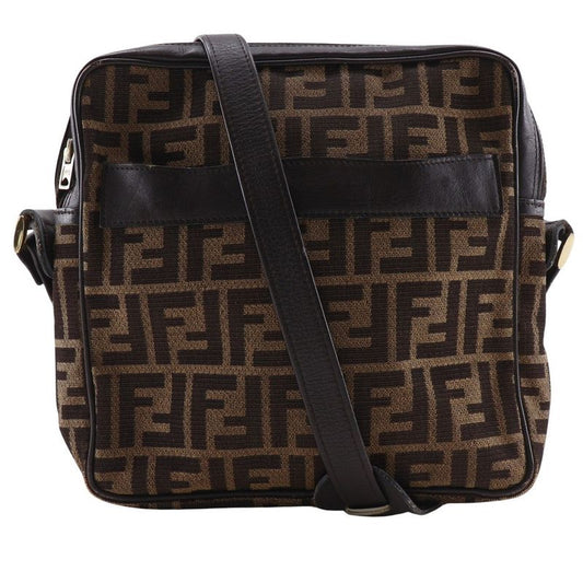 Fendi Zucca Nylon Canvas Brown Women Shoulder Bag