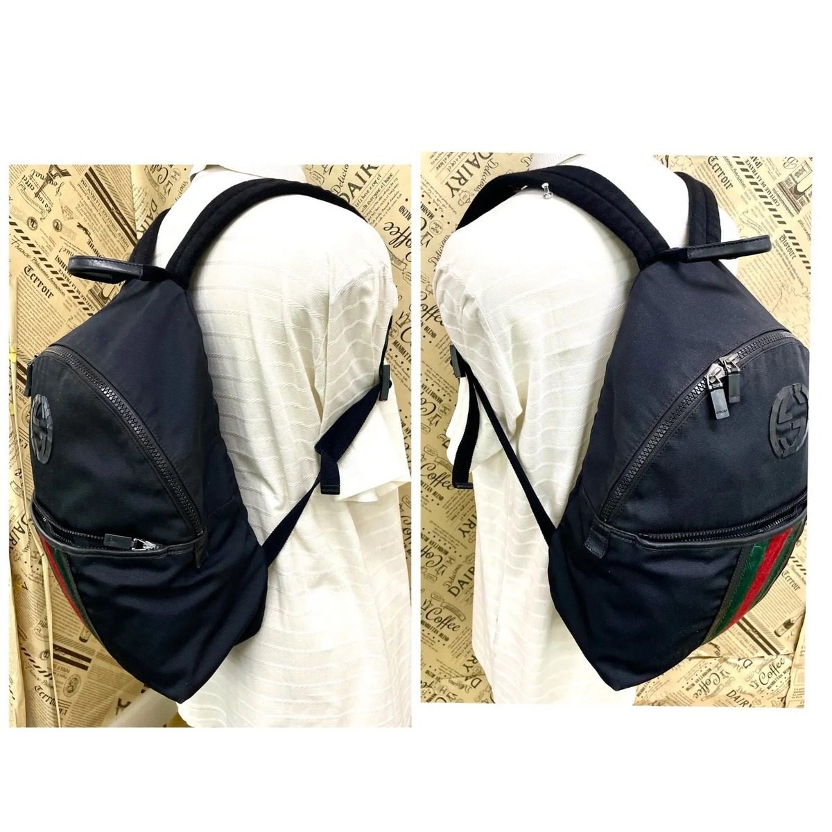 Gucci Backpack GG Logo Sherry Line Black Travel Business — view 2