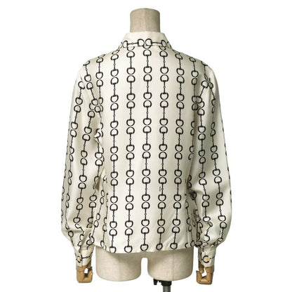 OLD Celine Old Celine Vintage Blouse Size 40 All Silk Harness Pattern Bits Long