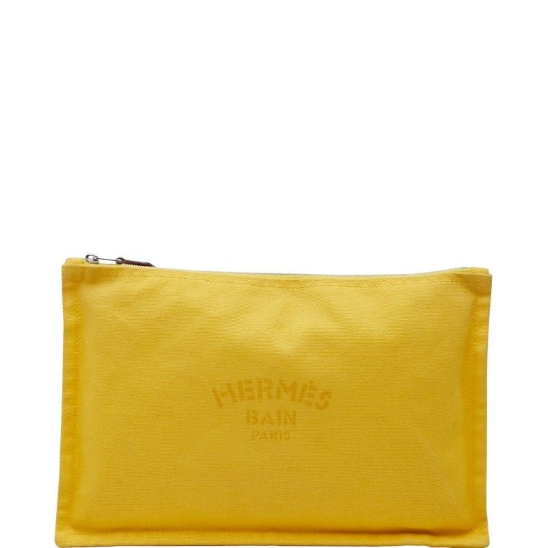 Hermes Yachting MM Clutch Bag Second Pouch Yellow Canvas