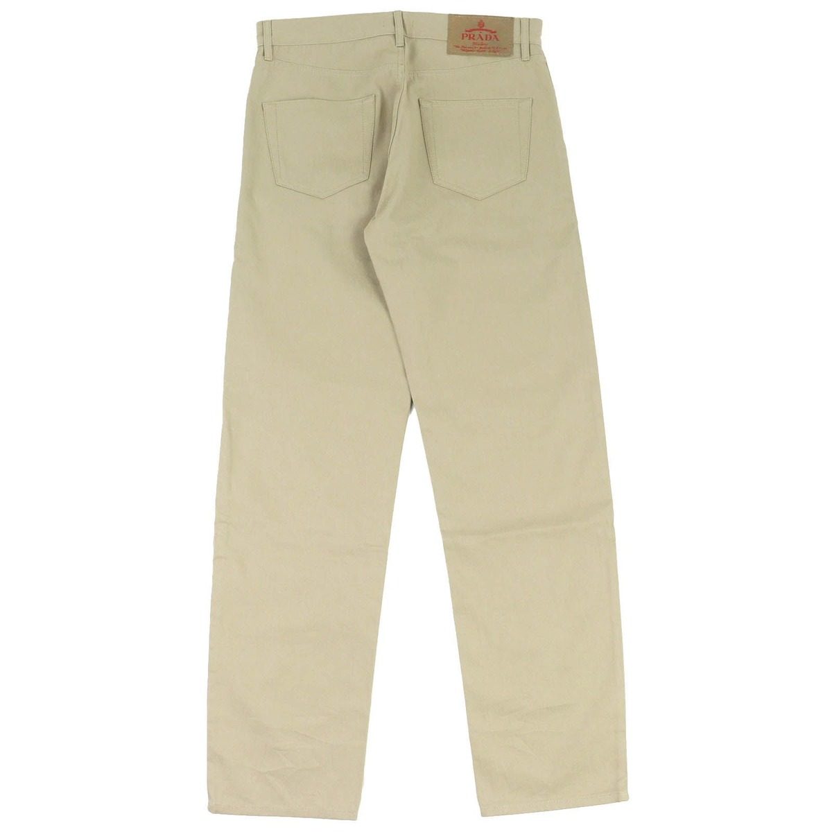 Prada Cotton 100% Triangle Logo Plate 5 Pockets Button Fly Denim Pants Beige 32 — view 2