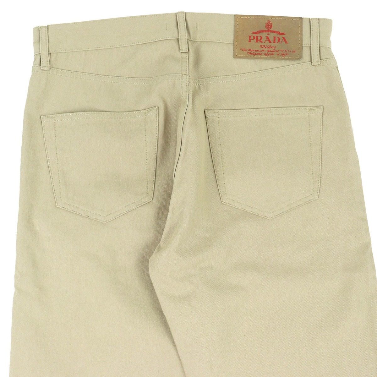 Prada Cotton 100% Triangle Logo Plate 5 Pockets Button Fly Denim Pants Beige 32 — view 4