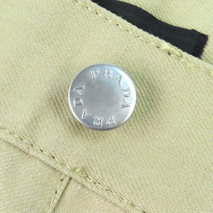 Prada Cotton 100% Triangle Logo Plate 5 Pockets Button Fly Denim Pants Beige 32 — view 6