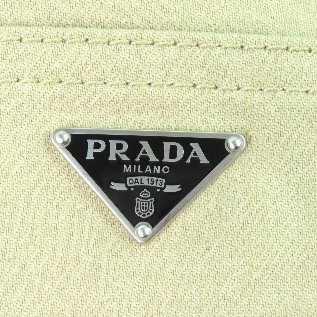 Prada Cotton 100% Triangle Logo Plate 5 Pockets Button Fly Denim Pants Beige 32 — view 7