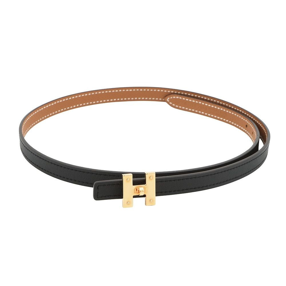 Hermes Belt Mini Kelly Turnlock Motif Black Gold Swift Epsom