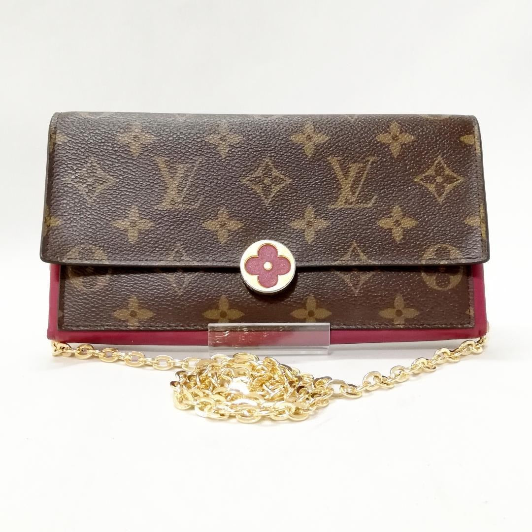 Louis Vuitton Portefeuille Flore Fuchsia Coin Purse Brown