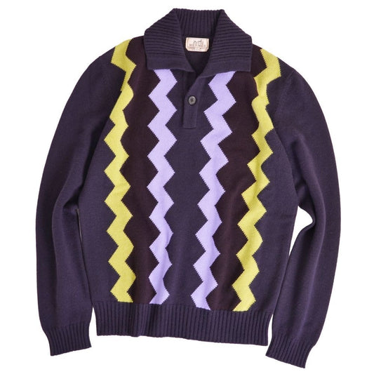 Hermes Knit Sweater Long Sleeve All Over Pattern Cashmere 1