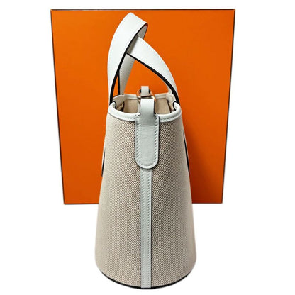 Hermes in the Loop 18 Toile Ash Veau Ecru Silver Handbag