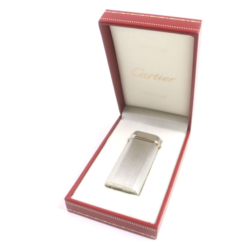  Cartier Trinity Oval Hairline Short Roller Gas Lighter Silver
