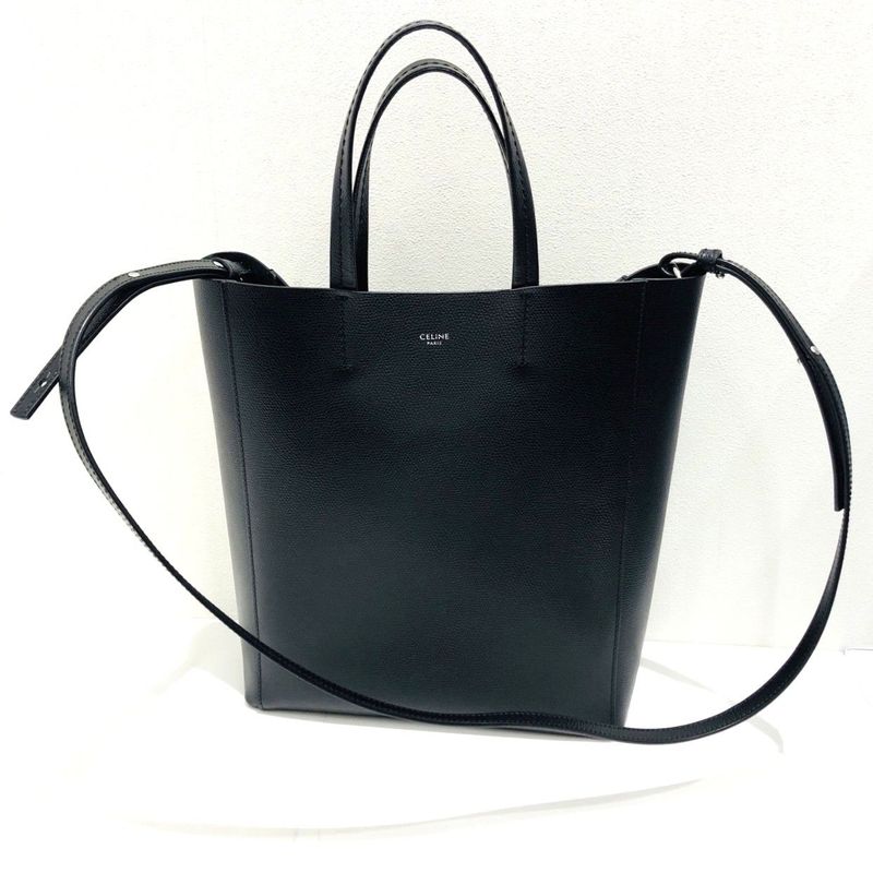 Celine Vertical Cabas Small 176183 2way Bag Black Leather Tote Crossbody