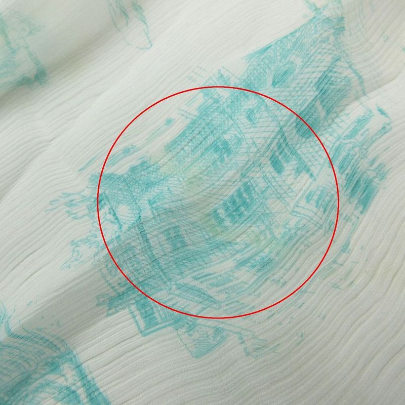 Hermes Shawl Scarf Shawl Silk Muslin Fringe Ivory Light Blue Light Blue Women