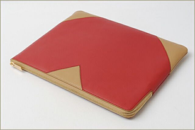 Celine Brand Bag Preowned Clutch Pouch Clutch Bag Ipad Case Bicolor Red Camel