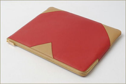 Celine Brand Bag Preowned Clutch Pouch Clutch Bag Ipad Case Bicolor Red Camel