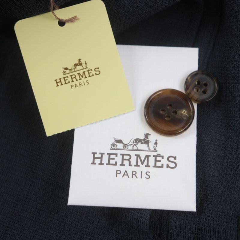 Hermes 100% Wool Checked Single Summer Jacket Ancon Tailored Jacket Gray 58