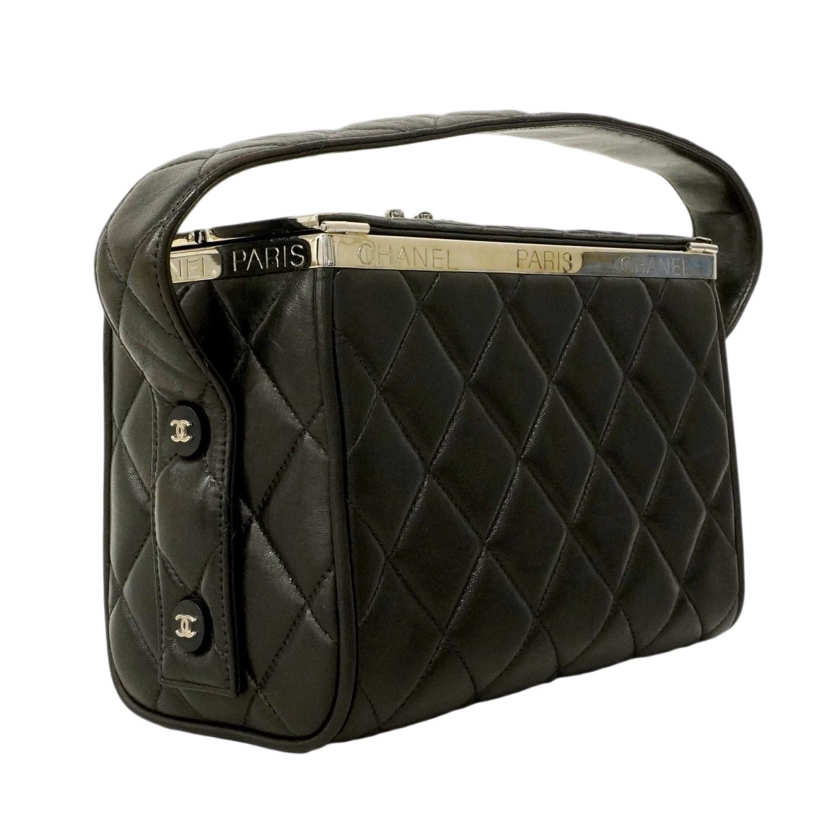 Chanel Handbag Quilted Lambskin Black Silver — view 2