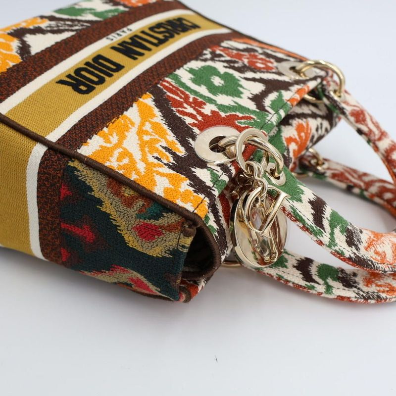 Christian DIOR Lady D-lite Medium Lady D-lite Medium Handbag Embroidered Canvas