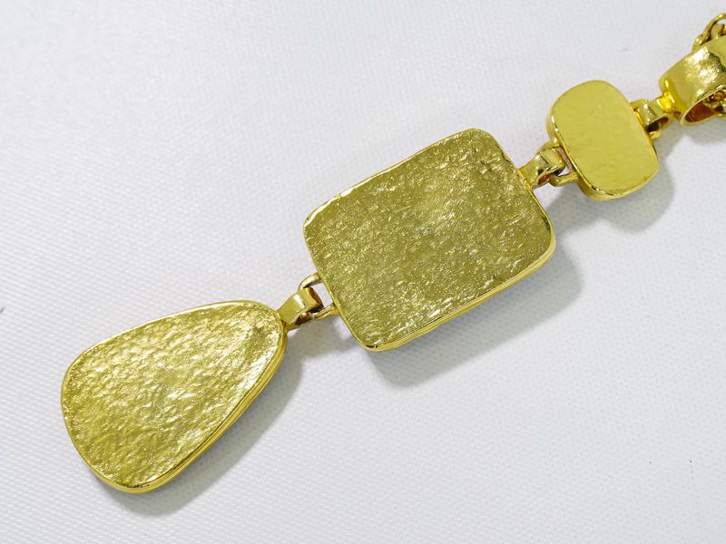 Authentic Chanel Coco Mark Necklace Pendant GP Gold Plated Brown Coco Mark