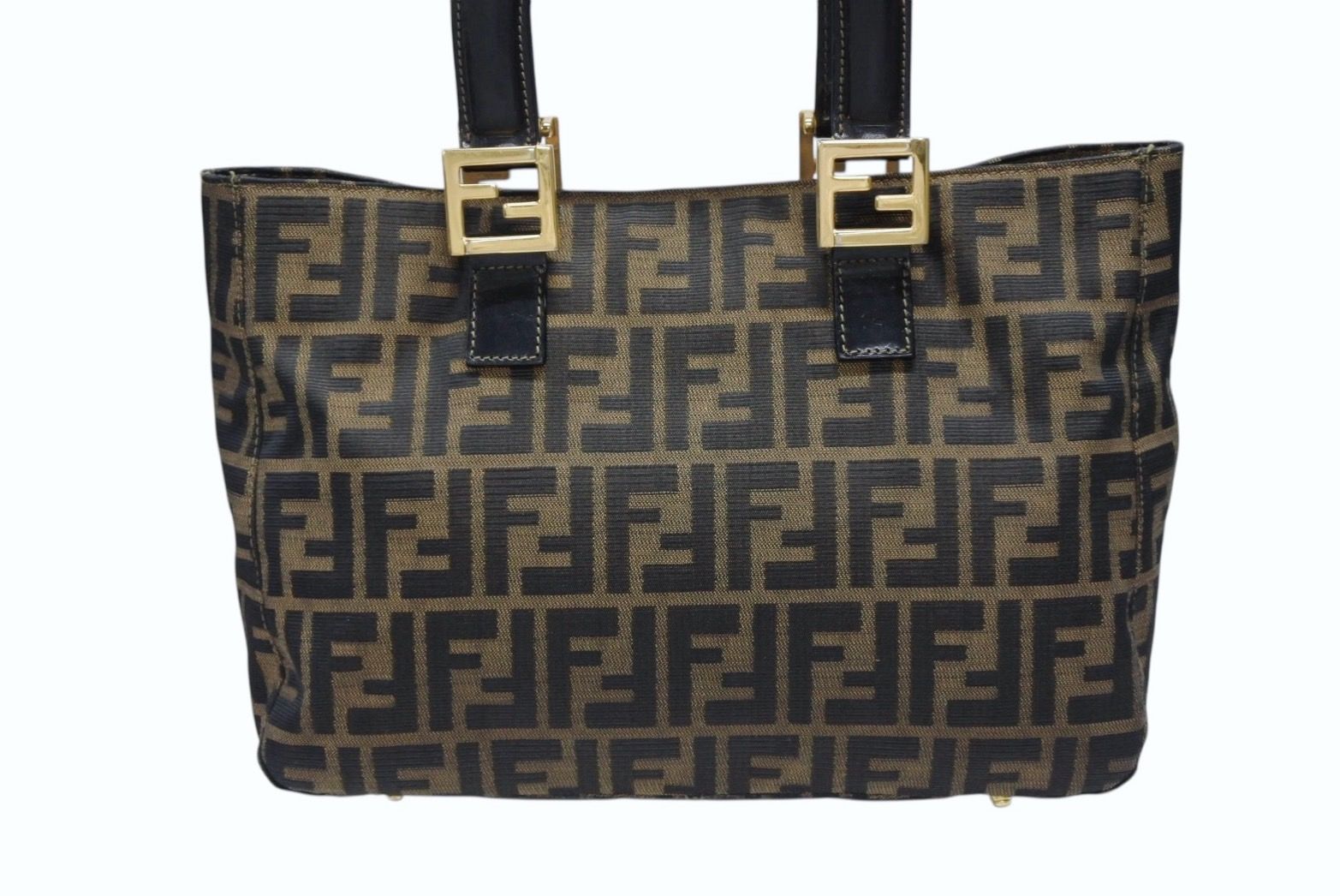 Fendi Tote Bag Zucca Pattern Canvas Brown Gold — view 3