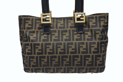 Fendi Tote Bag Zucca Pattern Canvas Brown Gold — view 3