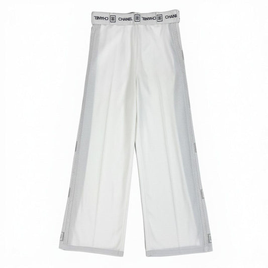 Chanel Wide Knit Pants Logo Side