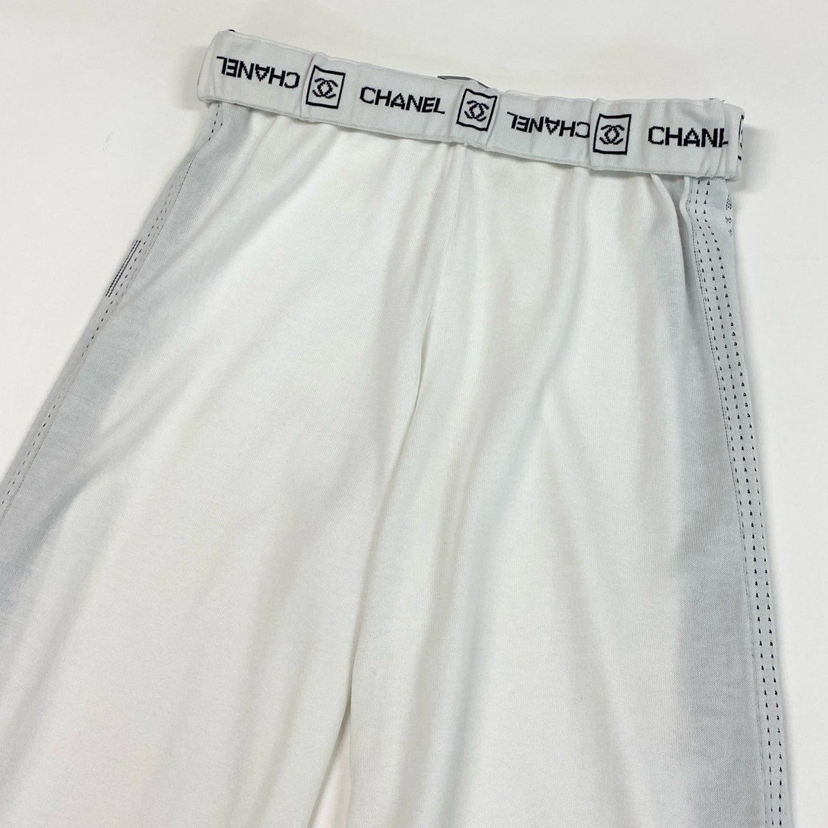Chanel Wide Knit Pants Logo Side — view 3