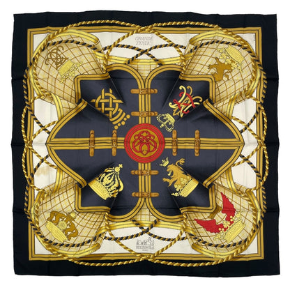 Hermes Scarf Silk Carre 90 Grande Tenue Horse Attire Black