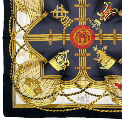 Hermes Scarf Silk Carre 90 Grande Tenue Horse Attire Black — view 4