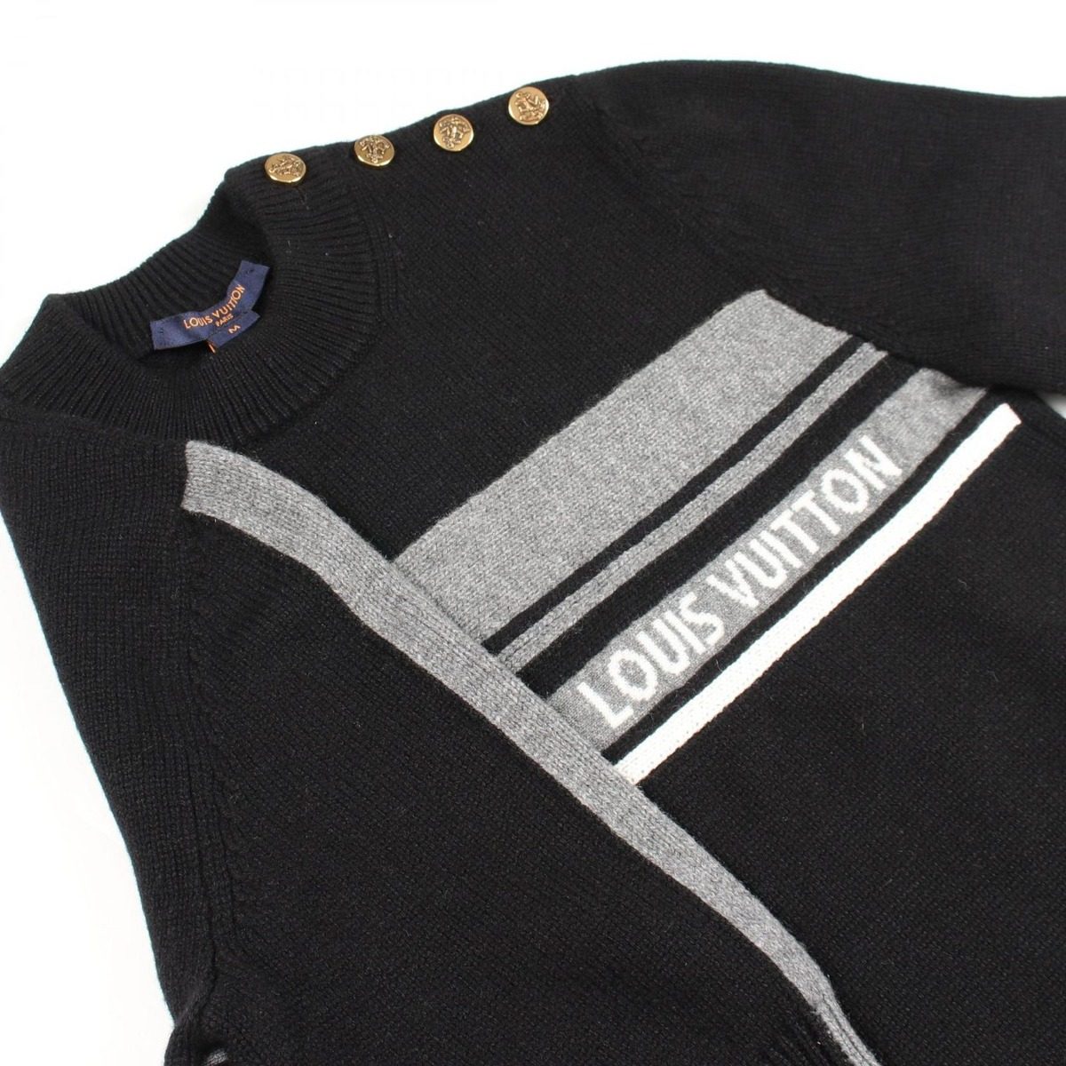Louis Vuitton Dress LV Intarsia Short Sleeve Black Knit Sweater — view 6